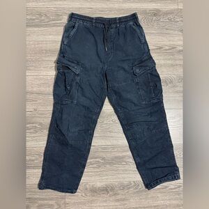 American Eagle Men's Navy Blue Cargo Relaxed Pants Cotton Blend Size Small